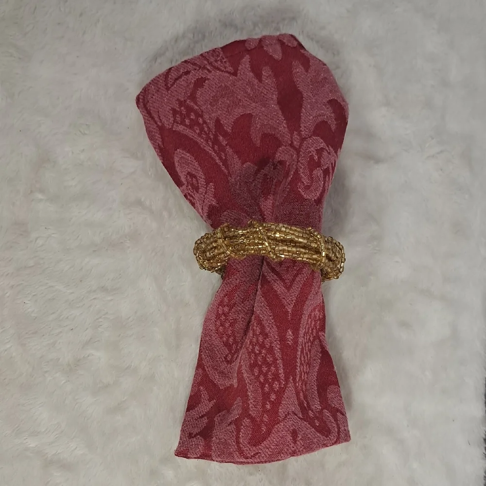 Gold Beaded Napkin Rings Set